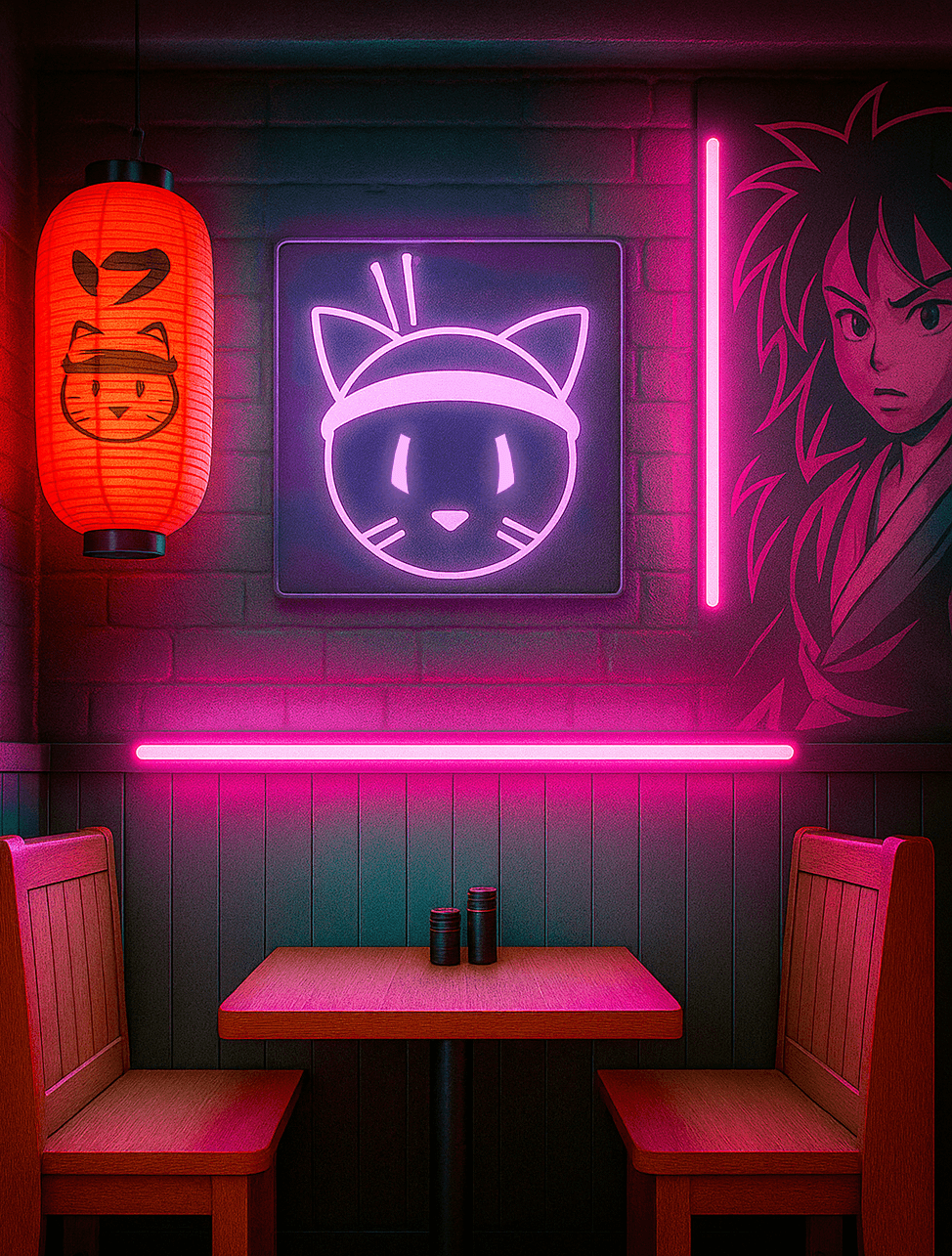 Neon lit booth